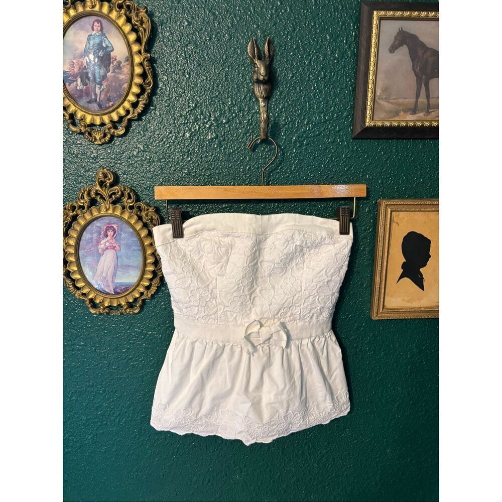 Hollister Y2K White Strapless Cropped Tube Top Sz Small